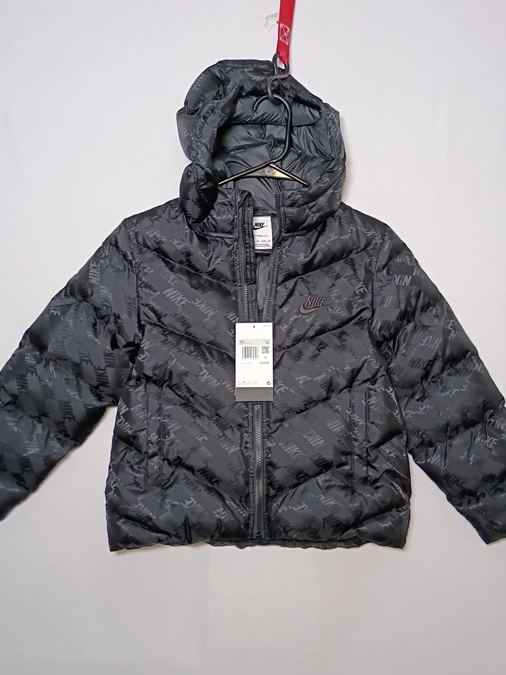 Nike Sportswear ADP Therma Fit Kids Hooded Loose Fit Puffer Jacket XS Black NWT